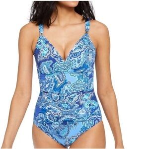 Lauren Ralph Lauren Floral Paisley Bandana Twist One Piece Swimsuit